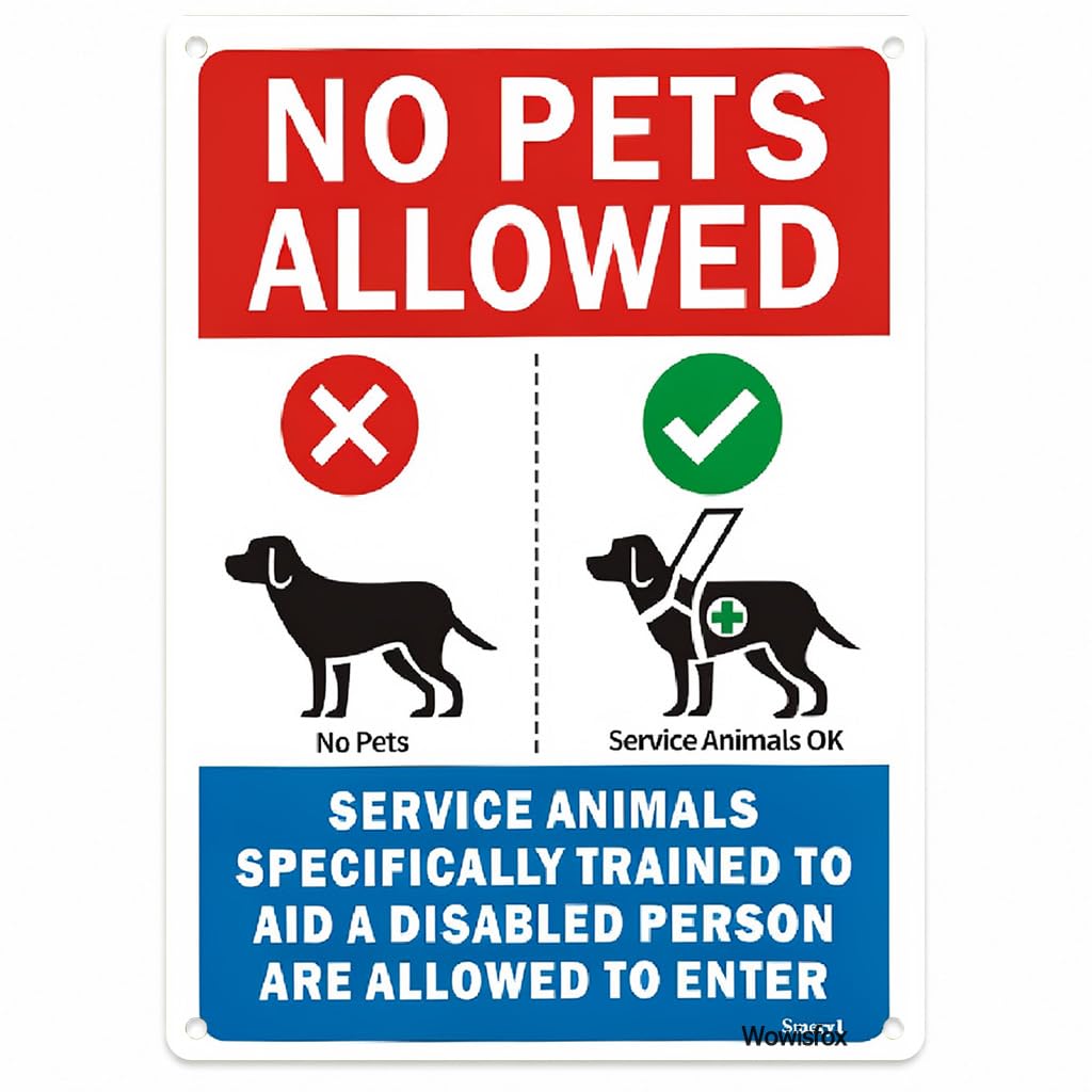 No Pets Allowed Notice Sign, 8 x 12 Inch Aluminum with Mounting Holes