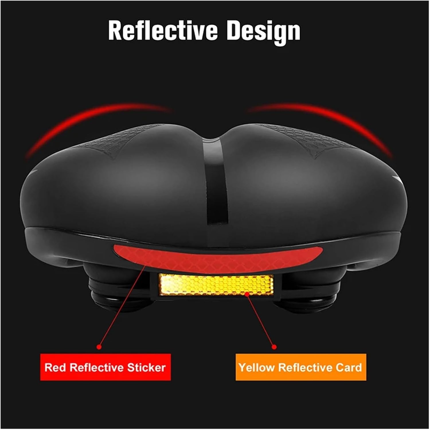 Thicken Bike Saddle Comfortable Cycling Reflective Strap Warning Bike Seat Soft Shock Absorption MTB Bicycle Saddle Suitable for Off Road Riding