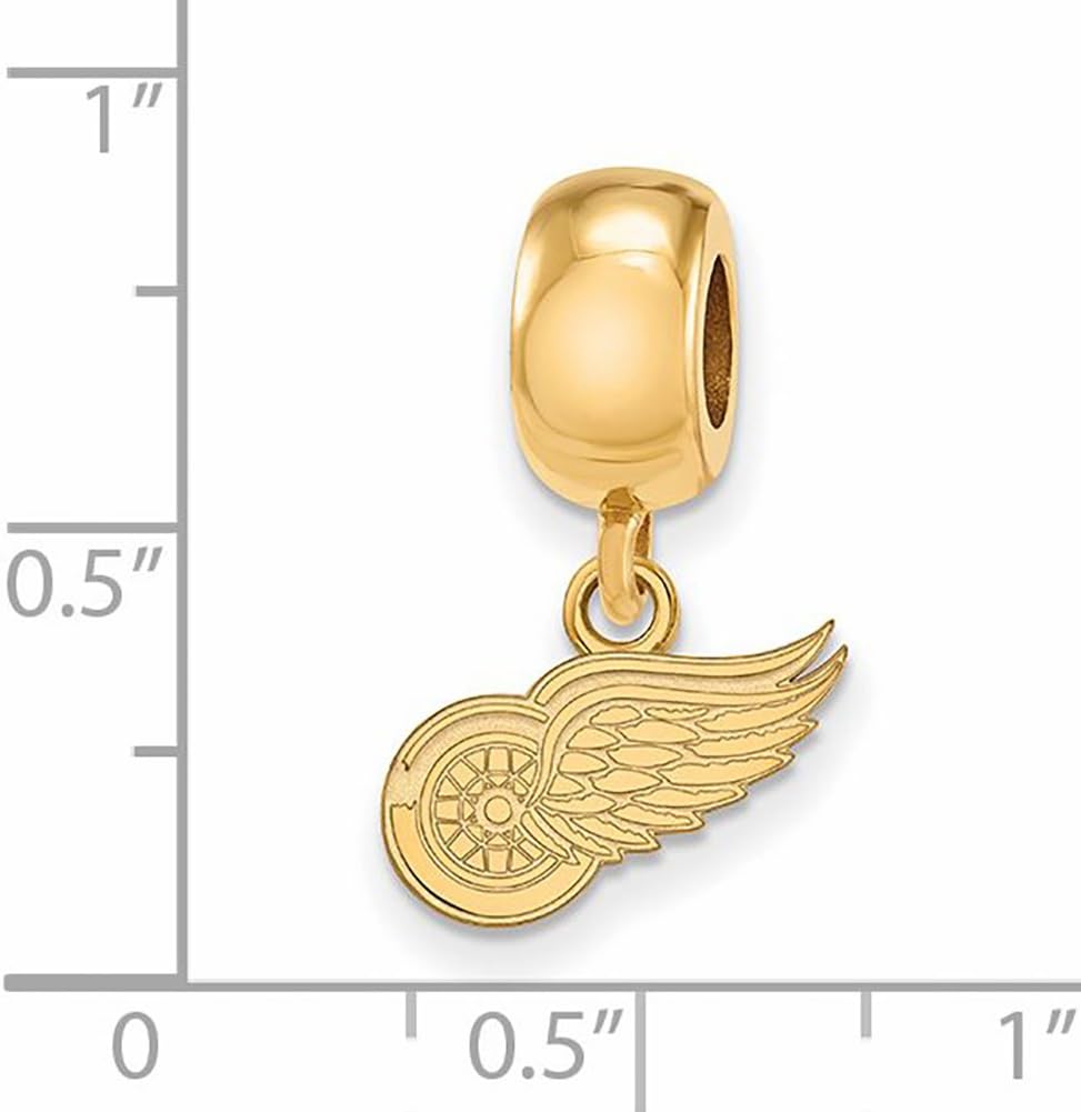 Detroit Red Wings Bead Charm Extra Small (3/8 Inch) Dangle (Gold Plated)