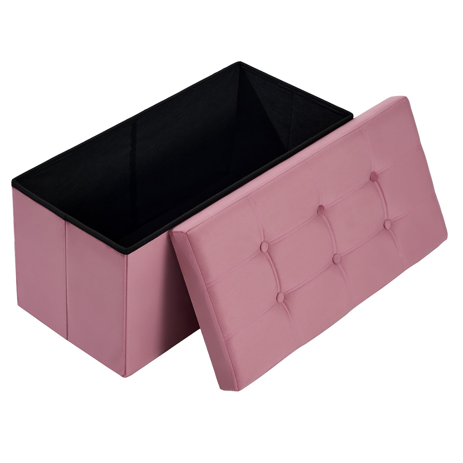 Banco otomano plegable de terciopelo de 30 pulgadas, elegante reposapiés y baúl de almacenamiento para sala de estar, dormitorio, entrada, muebles modernos para final de cama