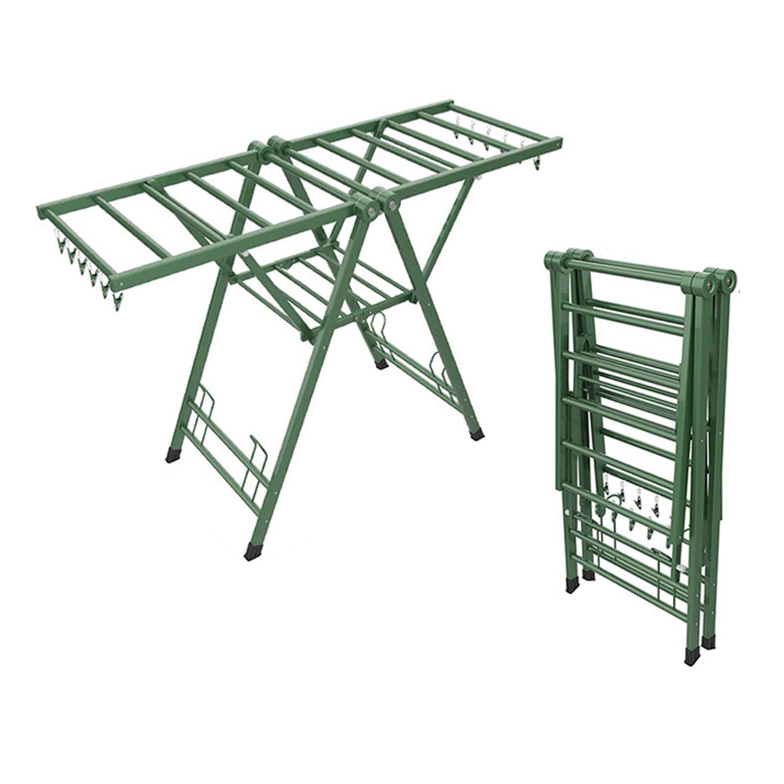 Faltbarer Wäscheständer mit 2 Ebenen, leichter Aluminium-Trockenständer für drinnen und draußen, platzsparendes, freistehendes Design, 130 cm
