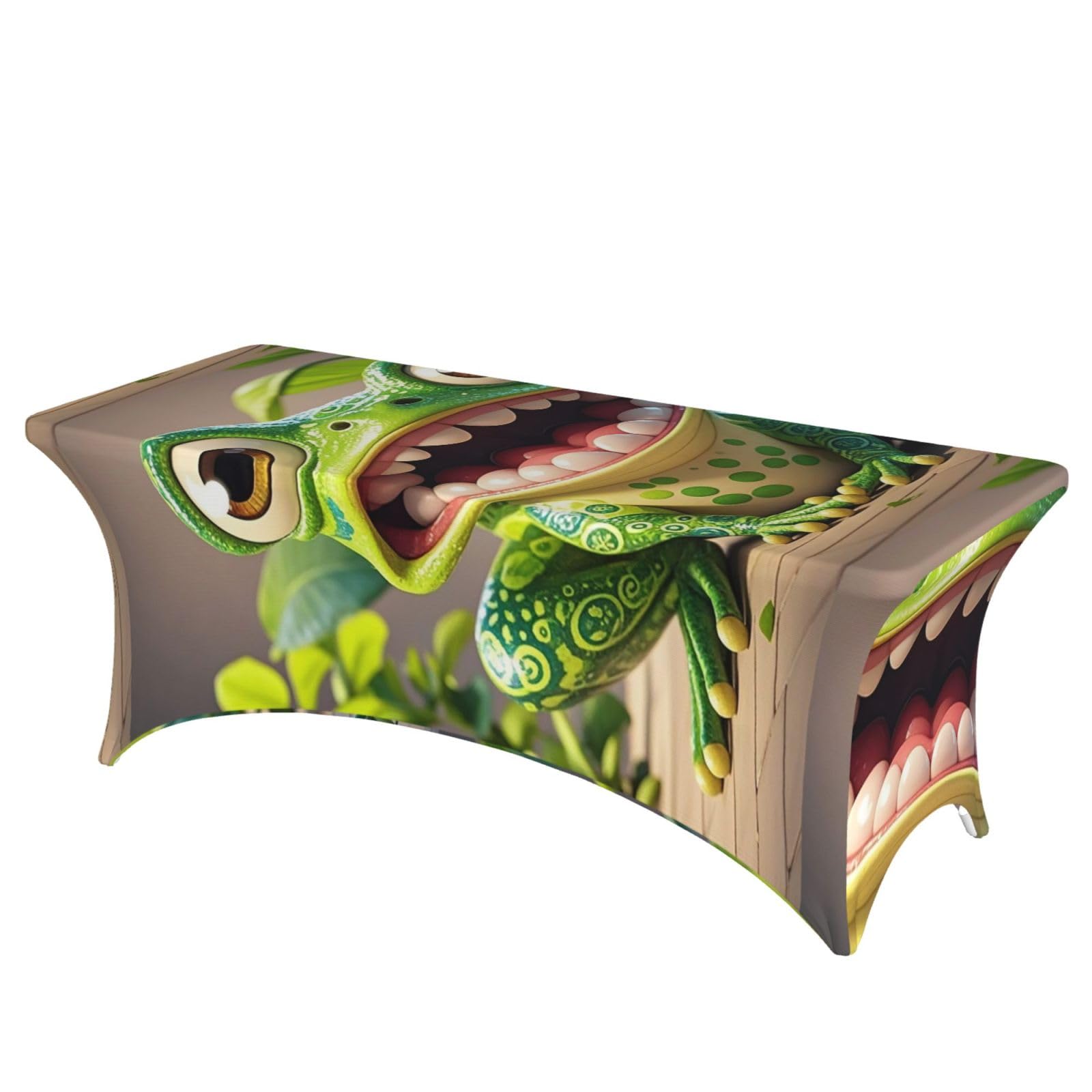 LMNGH Frog with Mouth Open Cartoon Decorative Tablecloth Protector for Wedding, Banquet & Parties6FT Spandex Rectangle Tablecloths, Stretch Washable Table Cloth Wrinkle Free Patio Table Cover