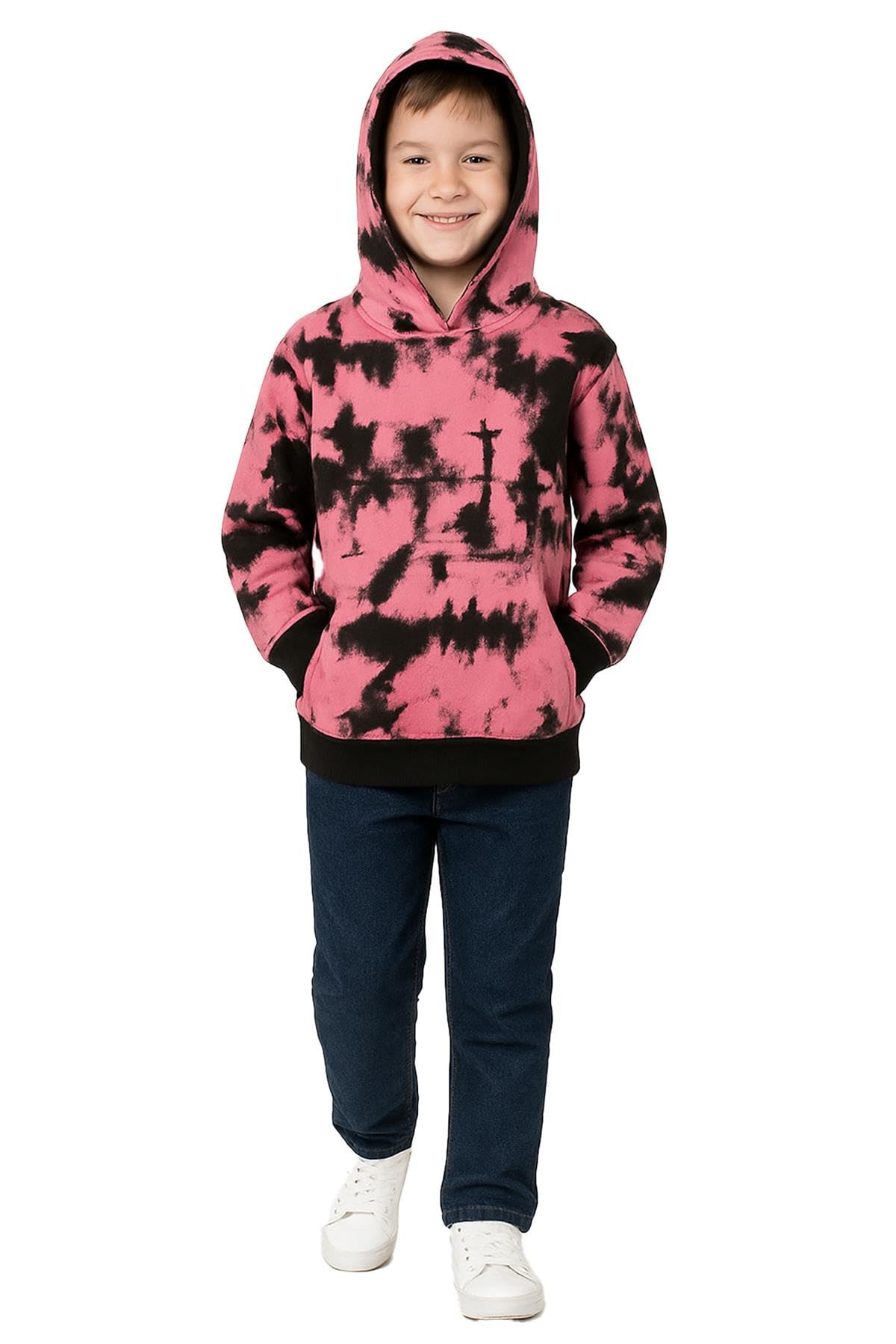 A2z 4 Kids Unisex Kids Tie Dye Baby Pink Tie Dye Hoodie Fleece - Sweat Hoodie T.d Baby Pink 13