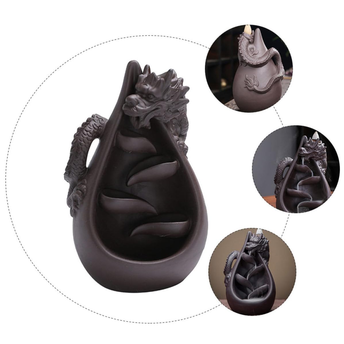 IMIKEYA Quemador de Incienso de Arena Morada y Purifica el Aire Diseño de Dragón, Relieve Estrés para Ceremonia de Té Decoración del Hogar