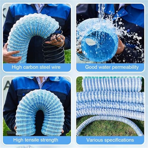Tubo di scarico ondulato largo 15,2 cm, in PVC flessibile con filo di acciaio, soluzione di drenaggio tubolare espandibile da 14 m per una gestione efficiente dell'acqua e l'infiltrazione