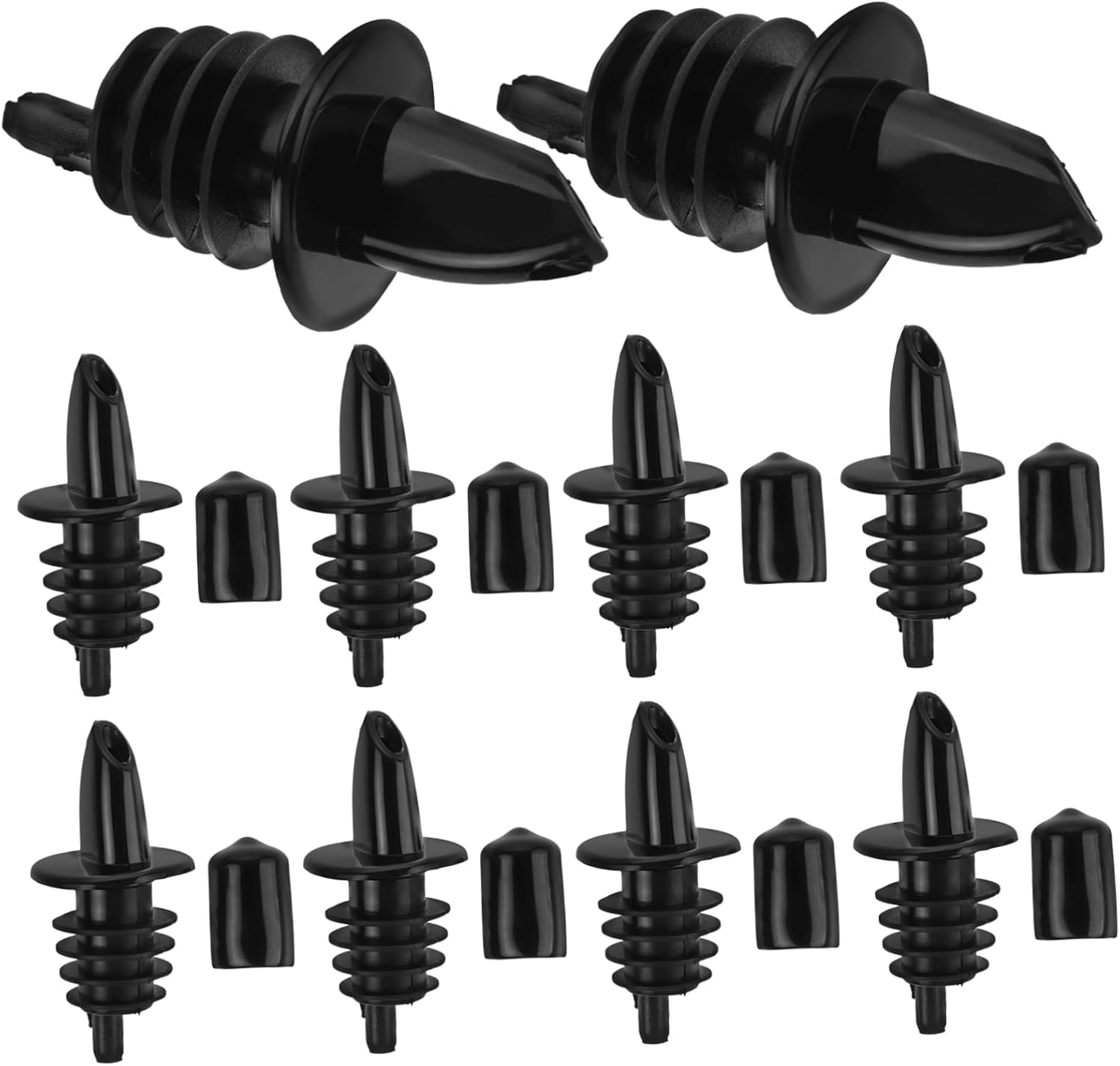 Food-Grade Silicone Wine Pourer Spouts with Caps – 10-Piece Set Adjustable Oil Dispenser Spouts for Bottles for Home and Kitchen Use