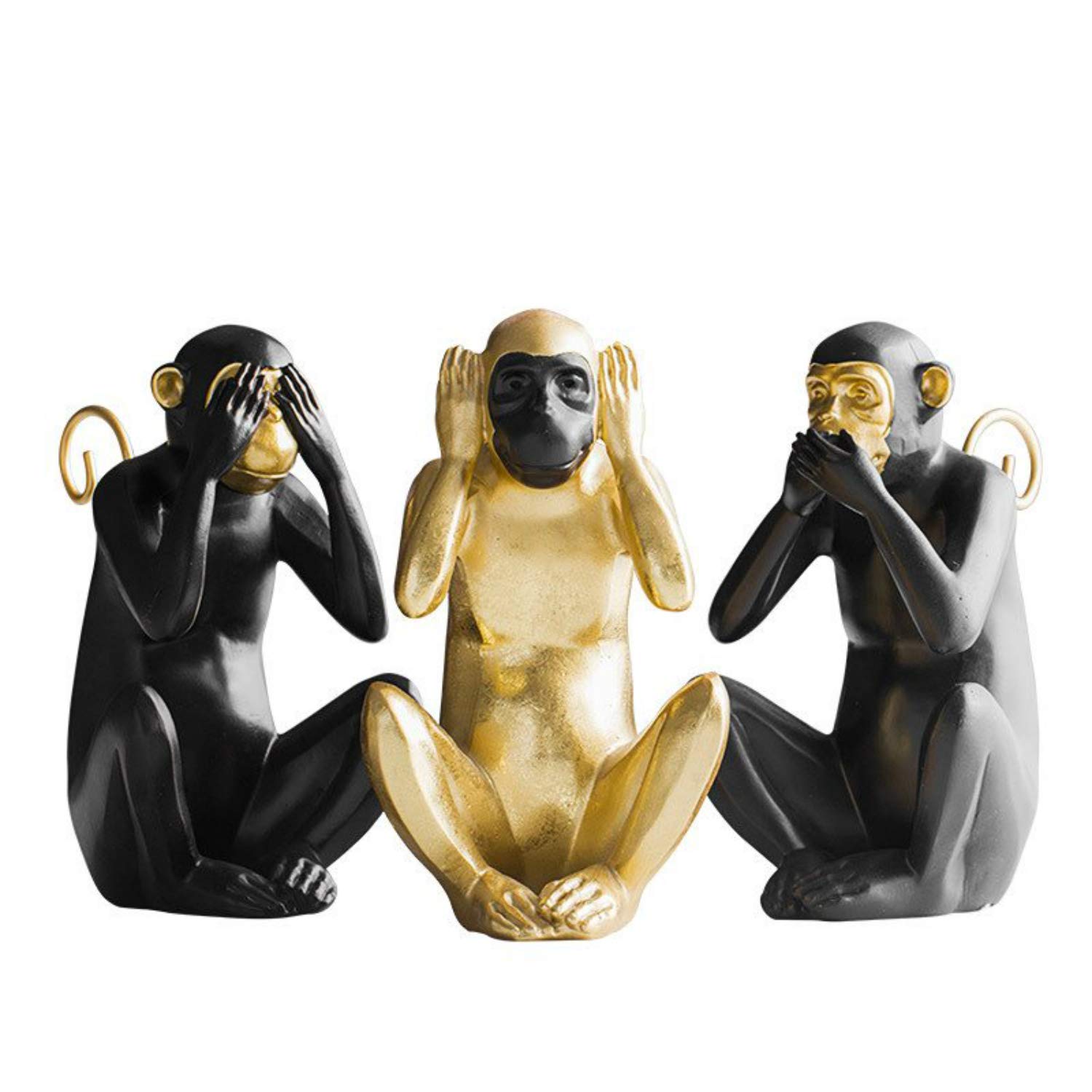 Home Decor Ornament Gift Three Wise Monkeys Statue Simulation Animal Resin Craftwork Office Hotel Living Room Decoration Gift