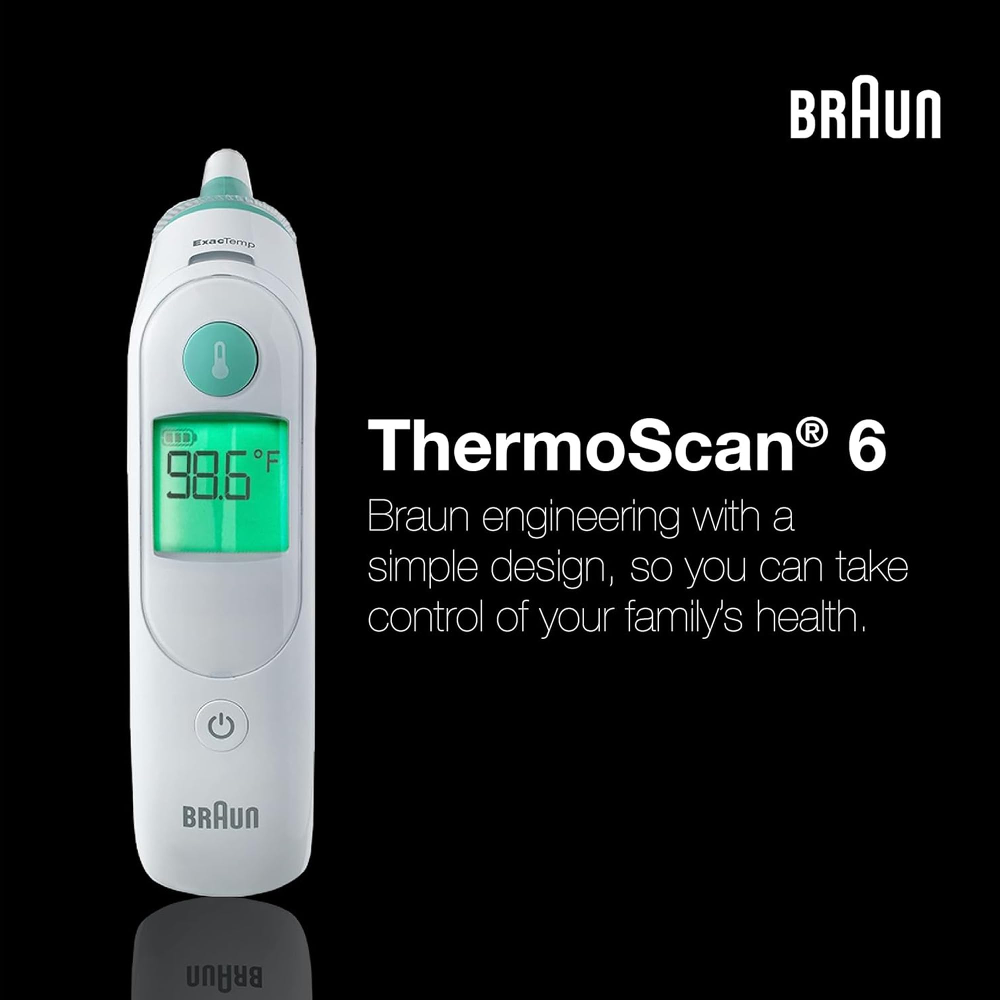 Braun ThermoScan IRT6515 Ohrthermometer mit farbcodierter Digitalanzeige, ExacTemp Stabilitätsanzeige, Baby- und Säuglingsfreundlich, Nr. 1 Marke, empfohlen von Kinderärzten