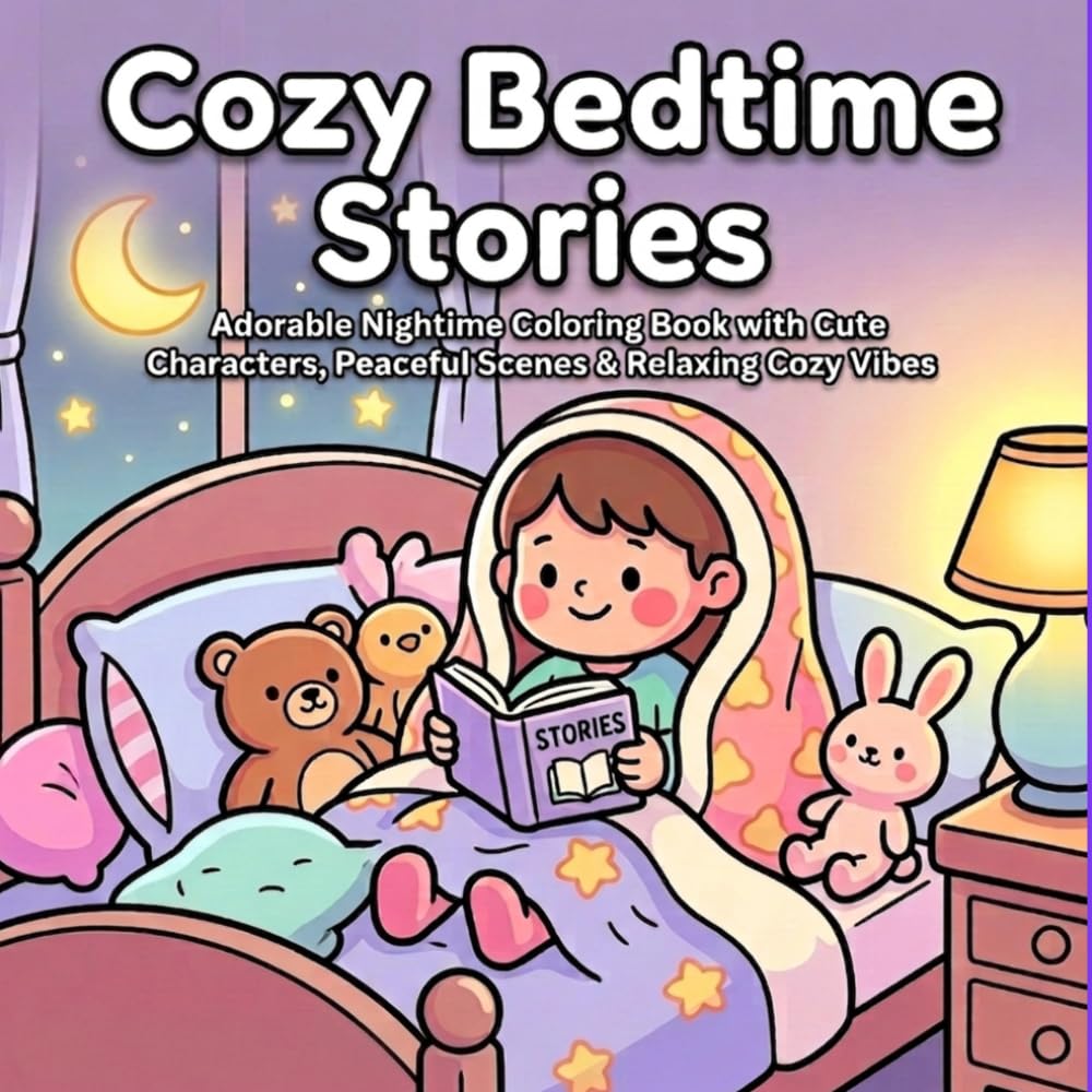Cozy Bedtime Stories: “A Relaxing Coloring Book for Kids with Cute, Calm & Sleepy Night Scenes”