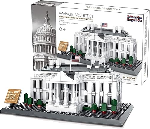 Liberty Imports Juego de bloques de construcción de la Casa Blanca, 770 piezas de Washington D.C. Serie Famosa Landmark de la Casa Blanca, modelo de