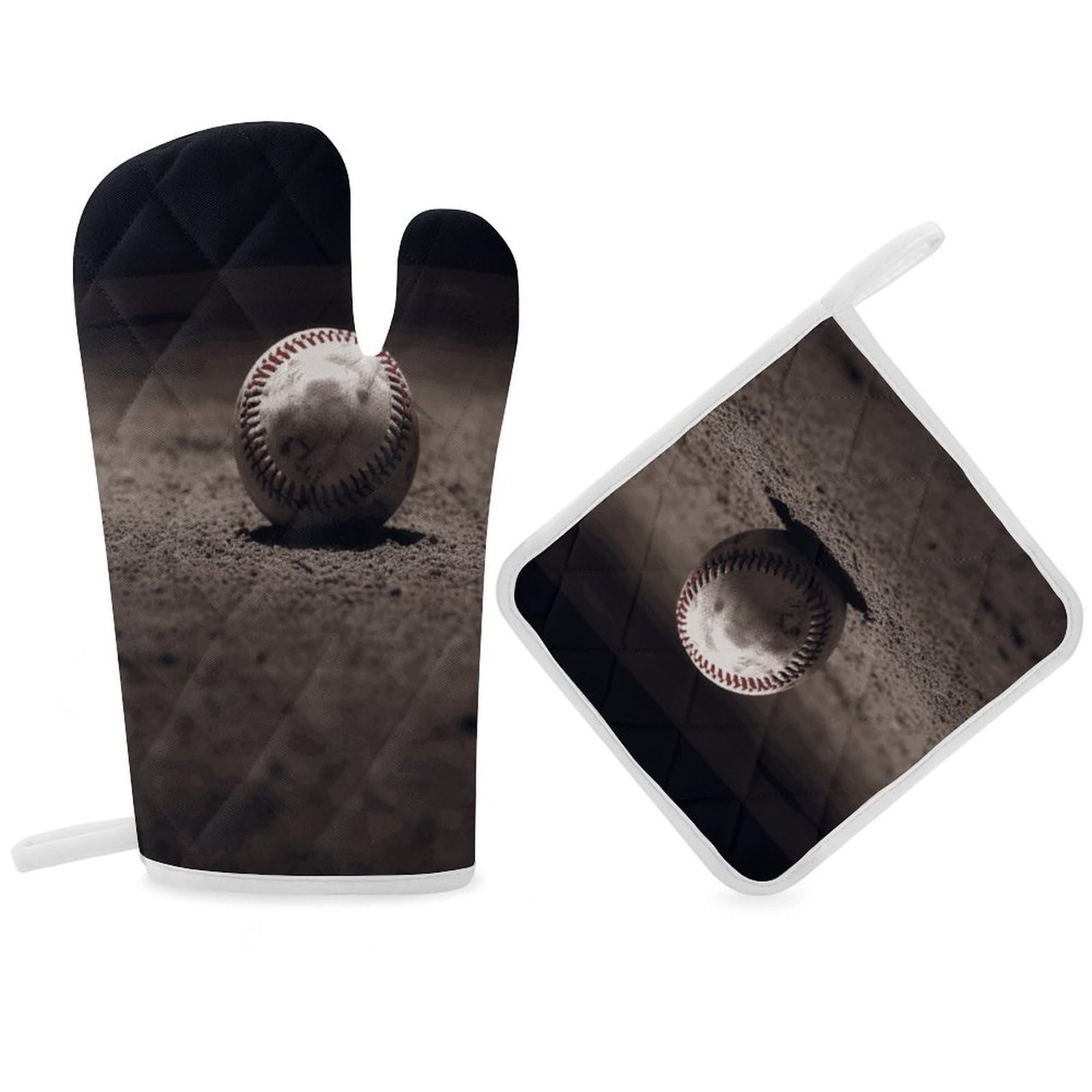 Baseball Oven Mitt Thick Substantial Heat Insulation Gloves Soft Skin-Friendly Temperature Resistant Oven Mitts for Cooking Lover Cooks
