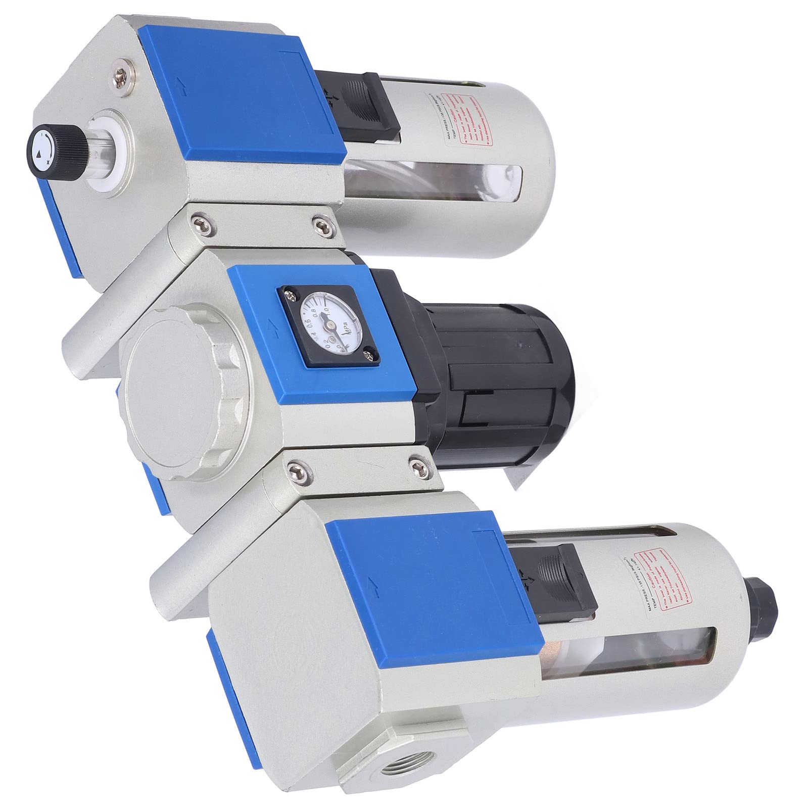 FTVOGUE Combinación de Lubricador Regulador de Filtro de Aire de 3 Etapas con Taza de Aceite de 160CC, Sellado de Espacios de Taza de Agua de 80CC para de Aire Comprimido (GC400-10)