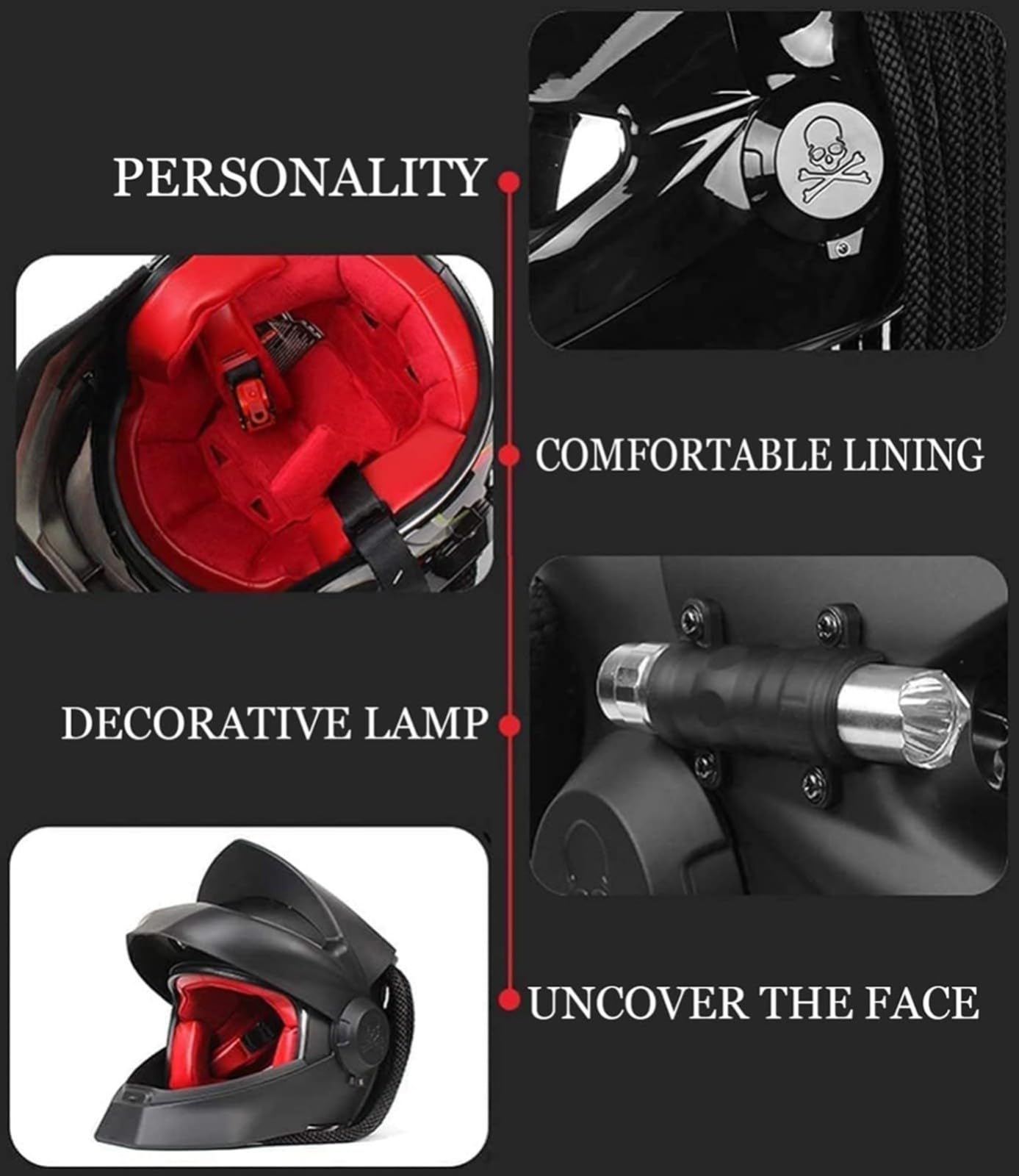 Casco Integral Motocicleta Trenzas Y Luces De Advertencia Aprobado por ECE Casco Moto Integrado para Adultos Carreras Ciclomotores Todoterreno para Hombre Mujere