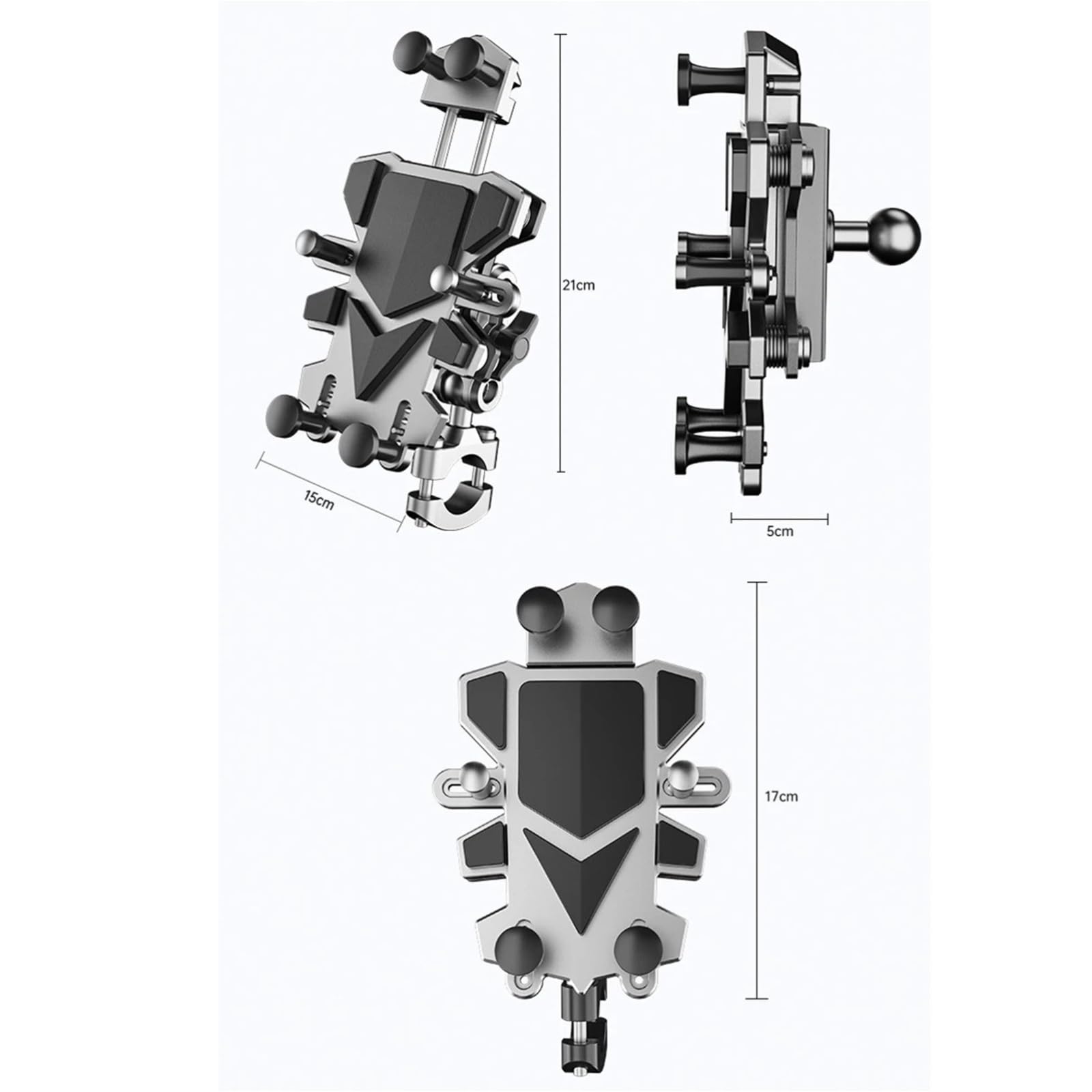 Supporto Universale Per Telefono Da Moto, In Lega, Antiurto, Rotazione A 360°, Clip GPS Per Moto, Supporto Per Telefono Cellulare Porta Smartphone Moto(A008-Rearview mirror)