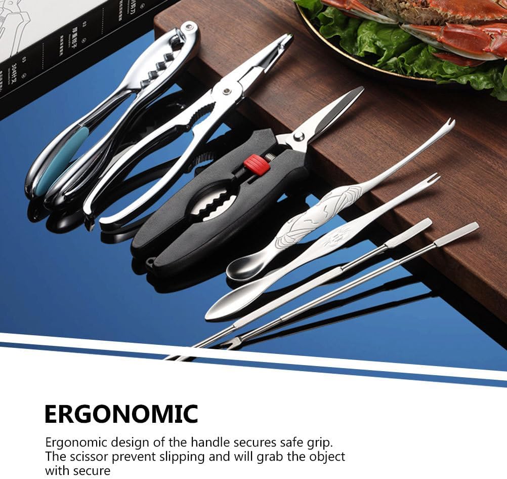 PRETYZOOM Crab Eating Tools Set Seafood Scissor Crab Forks and Needle Kit Stainless Steel Shellfish Utensils for Lobster Legs Home Dining and Outdoor Use 8.85 in image 5