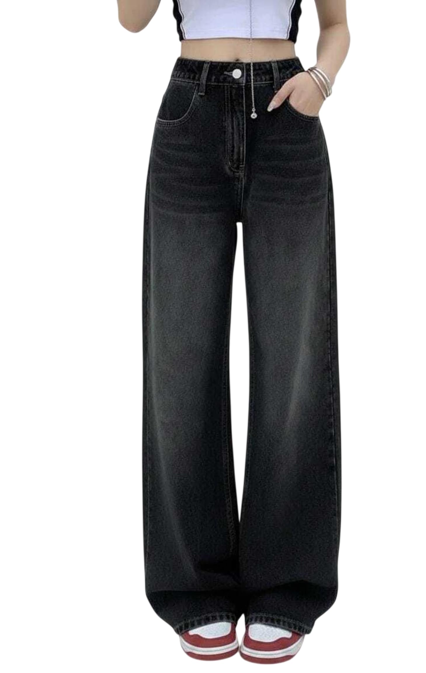 kotty Women’s Wide Leg Denim Jeans | Loose Fit High Rise Baggy Style Jeans for Women-picture-30