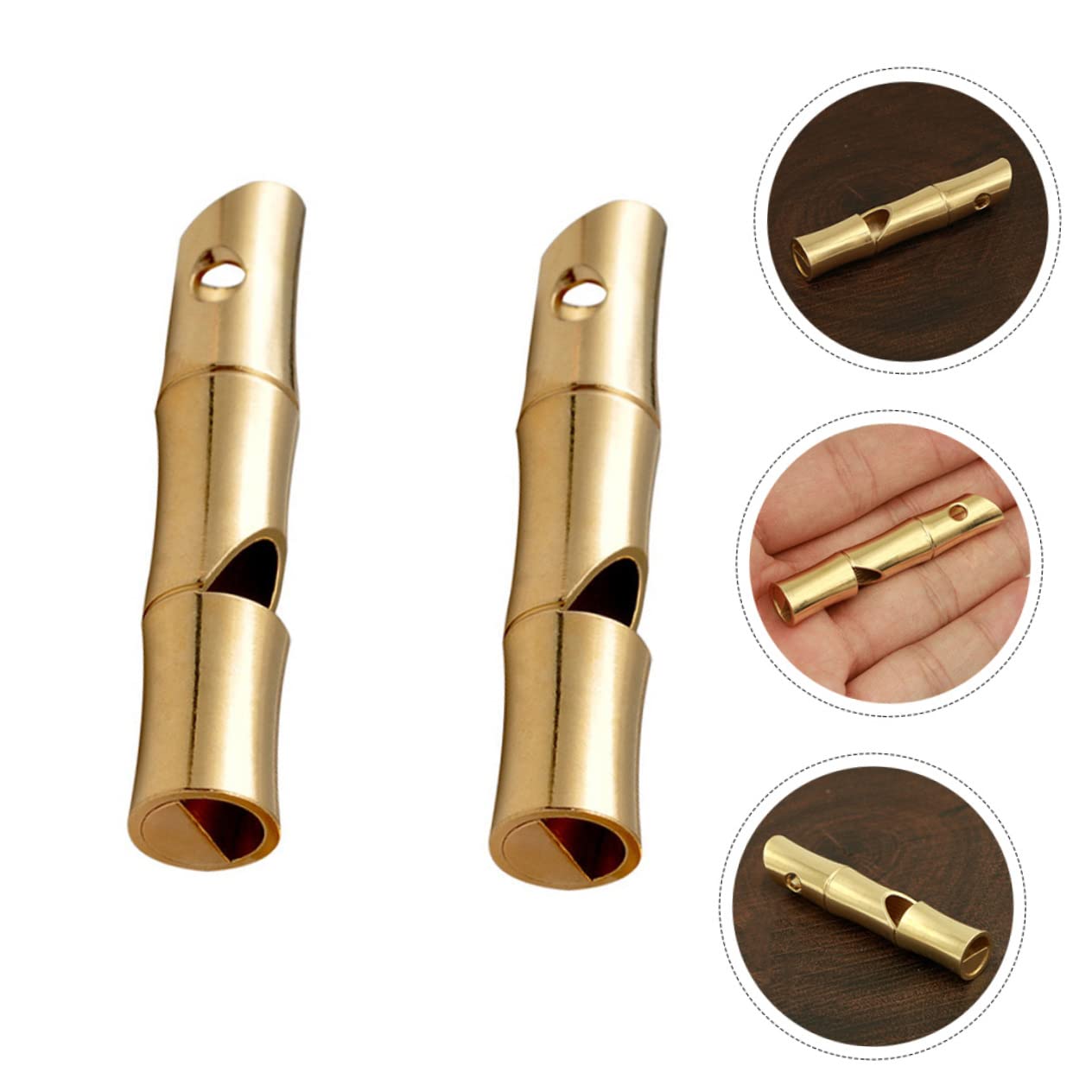 HANABASS 2Pcs Brass Camping Security Whistles Portable Decorative Whistles for Outdoor Activities Hiking and Emergency Situations