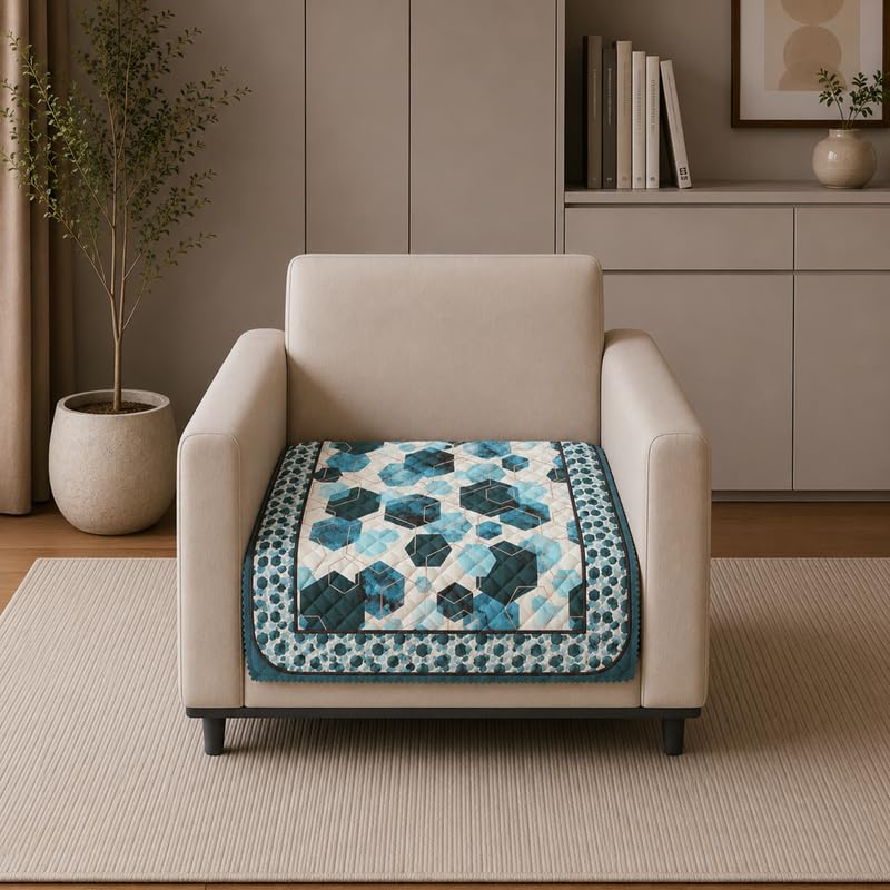 Image of Nendle Quilted Customisable Digital Printed Sofa Mat Cover with Fixed Seat Depth of 36 Inches | Premium Velvet Fabric Furniture Protector for Custom Fit