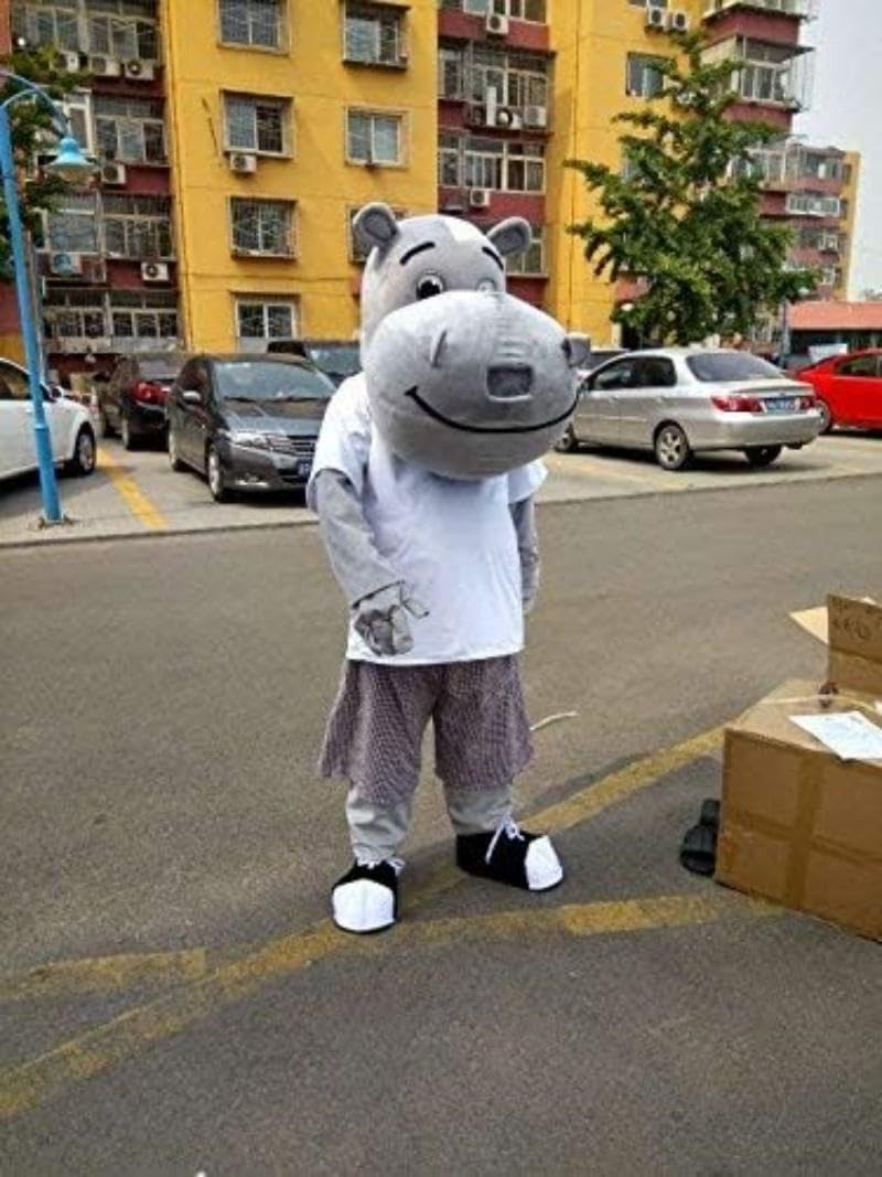 Hippo Mascot Costume Adult Size for Men & Women with Built-in Fan Inside the Head