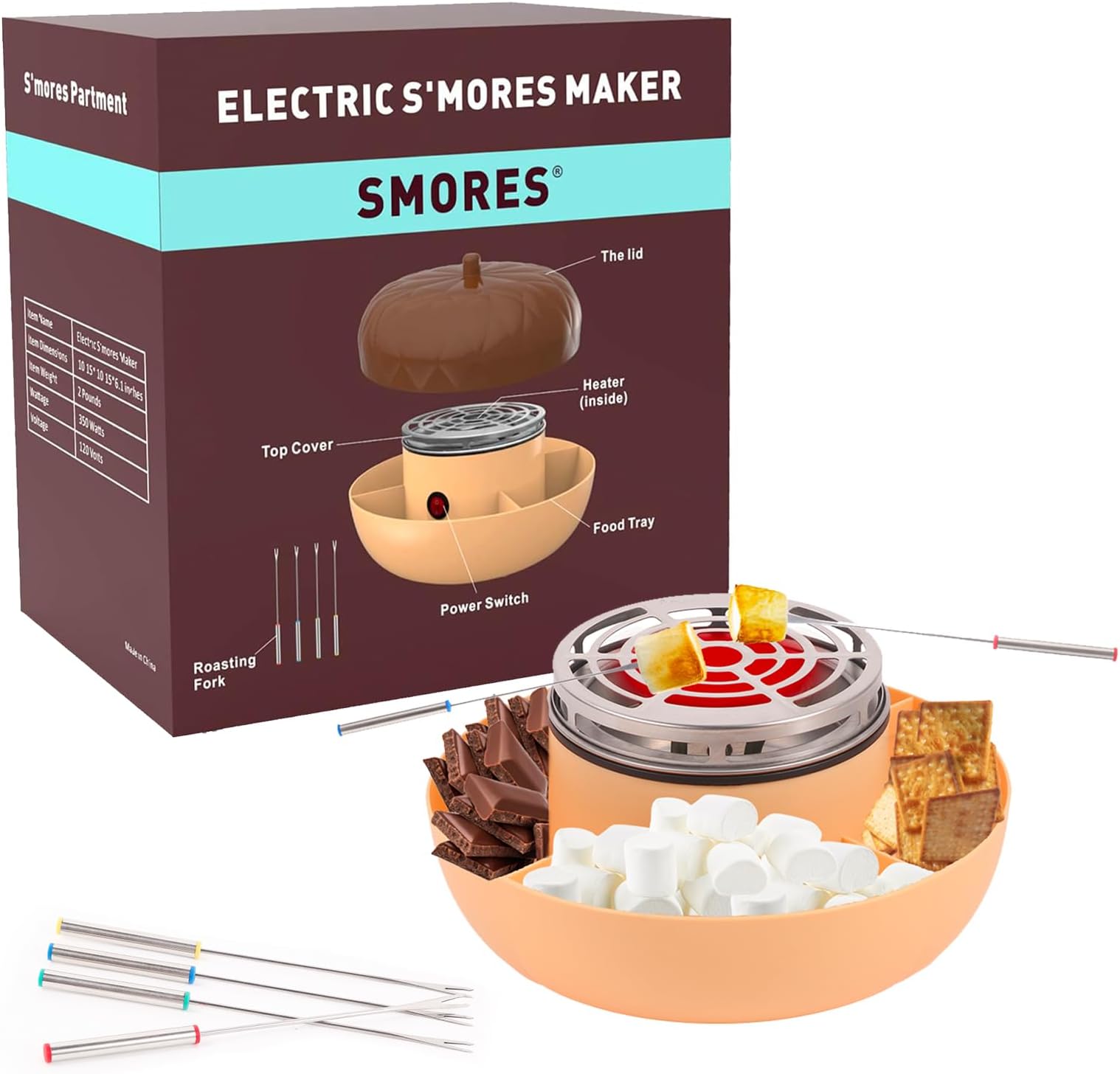 Kusini Smores Maker Tabletop Indoor Flameless Electric Marshmallow Roaster 4