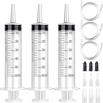 Syringe 50 ml 60 ml Set of 3 Syringes with Hose Syringes 60 ml