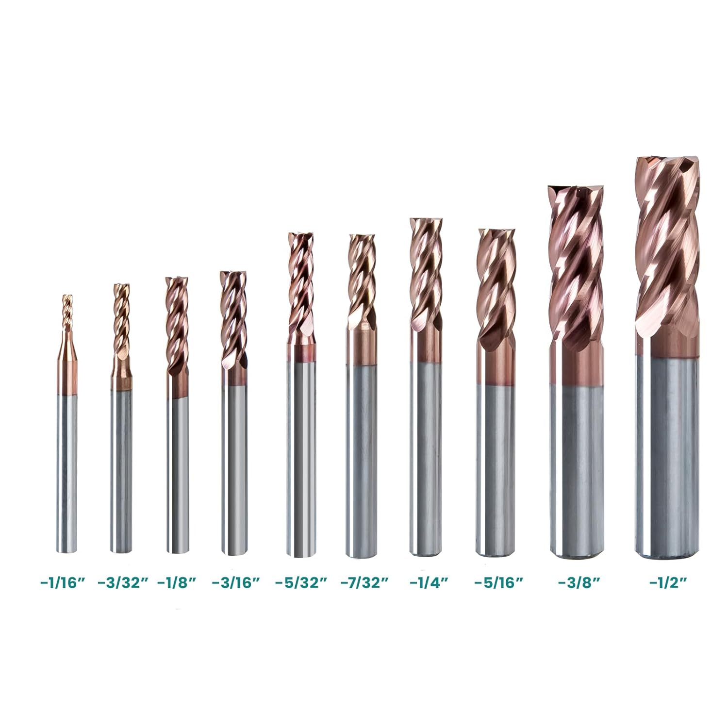 NZ 4 Flute 1/2" Square End Mill with TiSiN Coating, Milling Cutter HRC55 for Machining Hardened Steel, Stainless Steel, Titanium Alloy, Alloy Steel, Cast Iron