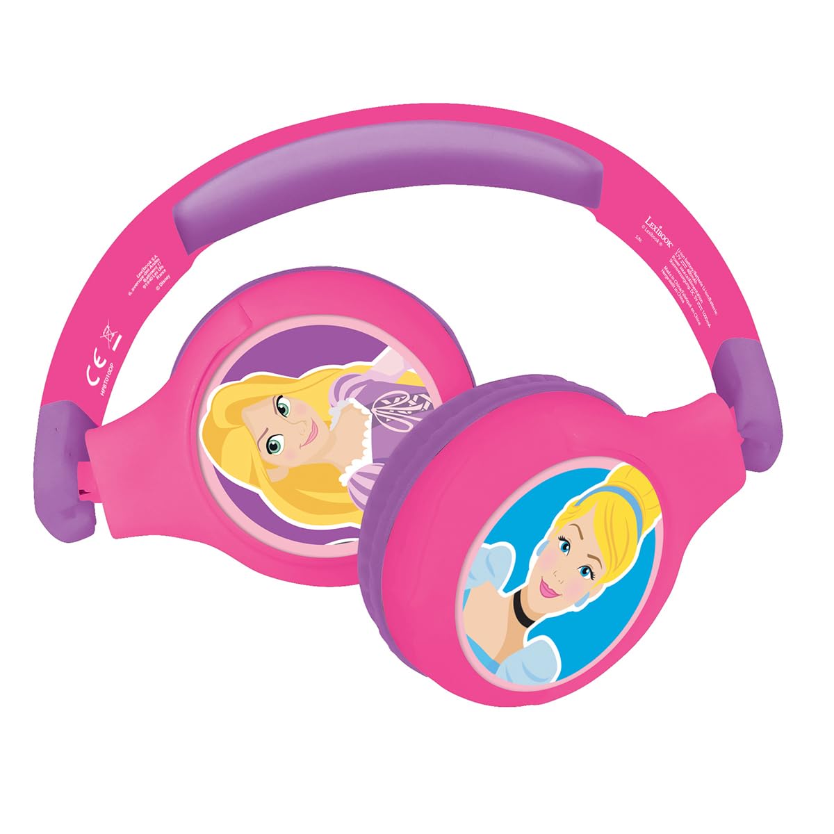 LEXIBOOK Disney Princess 2-in-1 Bluetooth Headphones for Kids - Stereo Wireless Wired, Kids safe, Foldable, Adjustable, HPBT010DPLXB