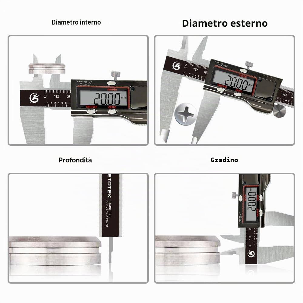 KETOTEK Calibro Digitale da 300 mm, Calibro a Corsoio Digitale in Acciaio Inox, Professionale Impermeabile IP54, Micrometro Elettronico con Schermo LCD, Conversione Pollici/Millimetri 12 Pollici