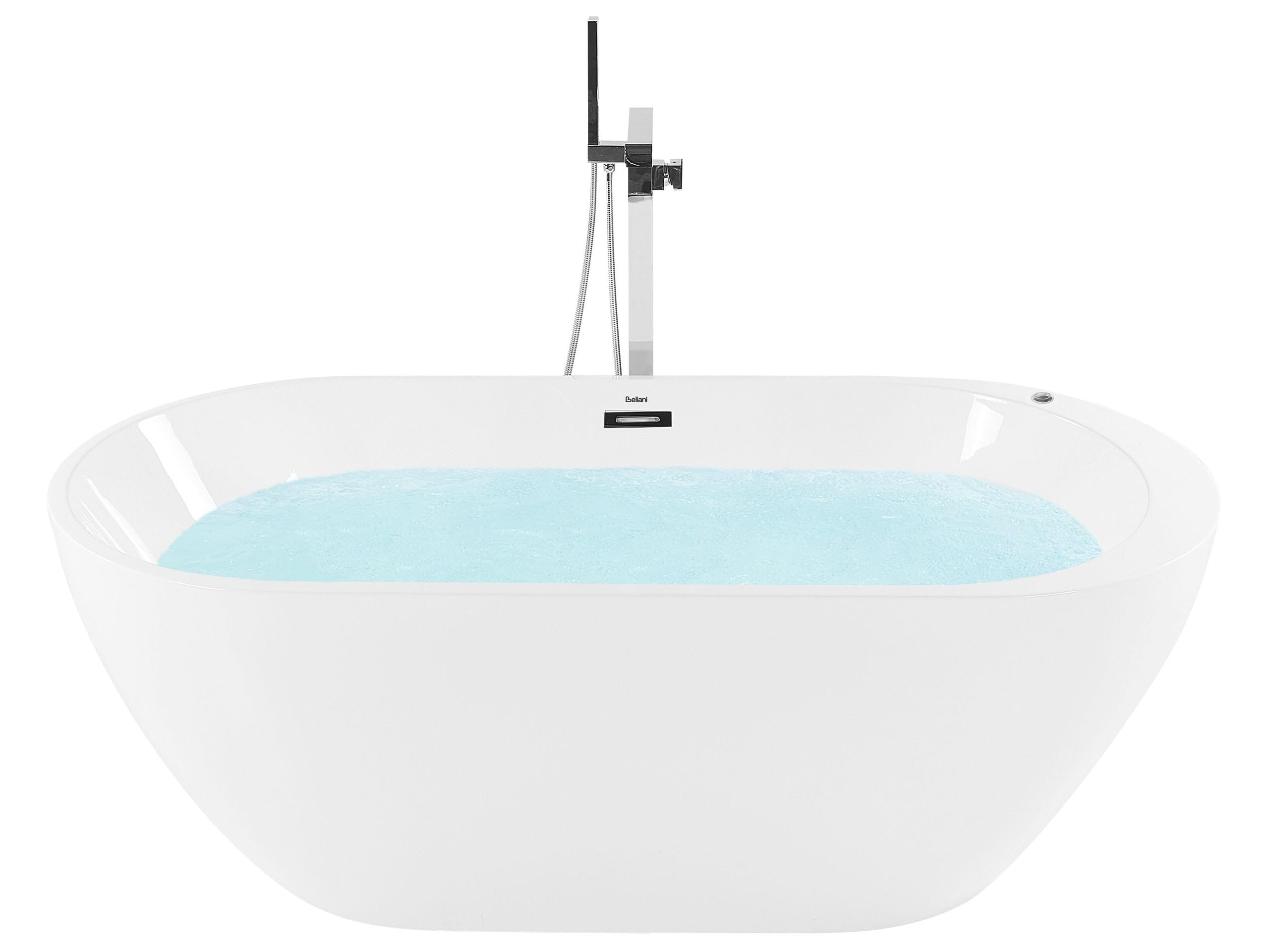 Vasca da Bagno Freestanding Idromassaggio con Luci LED Bianca 170 cm