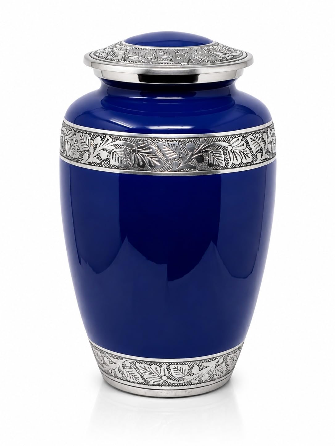 Classic Aluminium Urn for Human Ashes Adult Size, Blue, Decorative