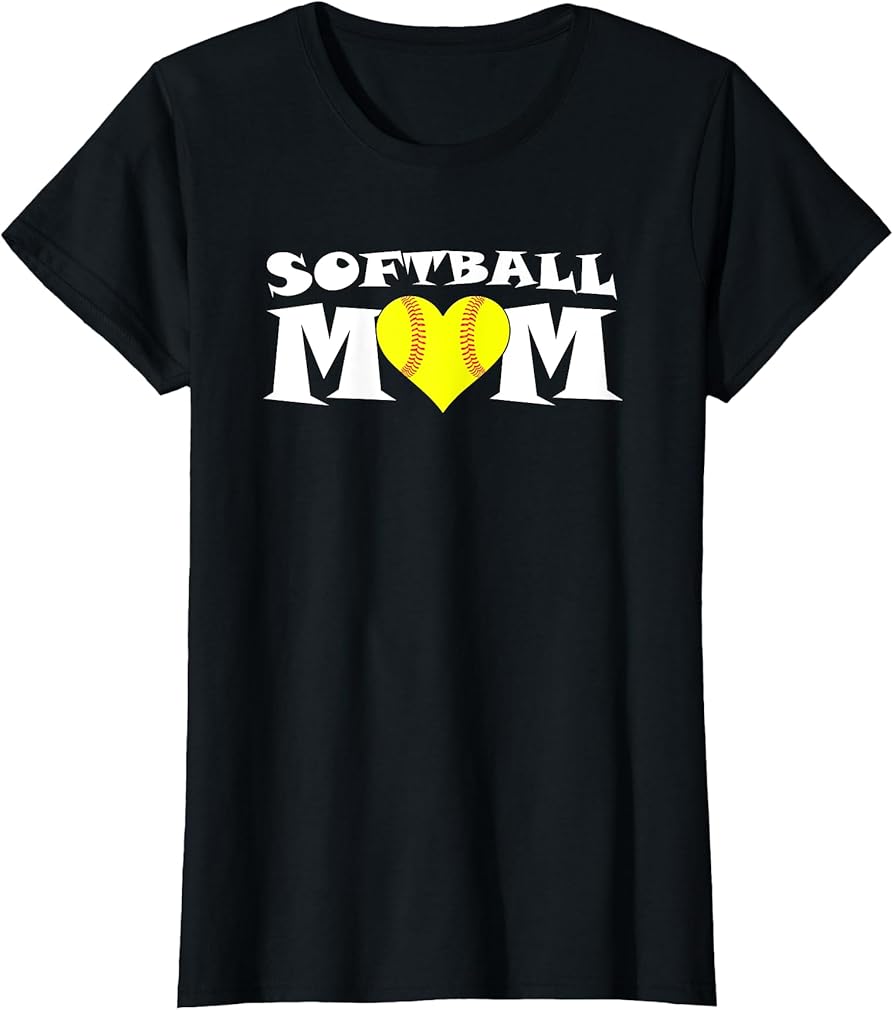 Fastpitch Softball Mom with Heart Cute Sports T-shirt T-Shirt