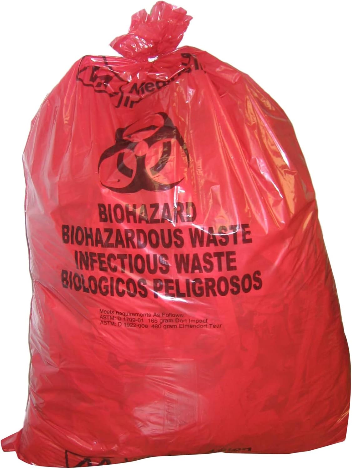 McKesson Infectious Waste Bags - Flat-Sealed Bottom, 1.2 mil - Red, 30 gal Capacity, 30 in x 36 in, 250 Count