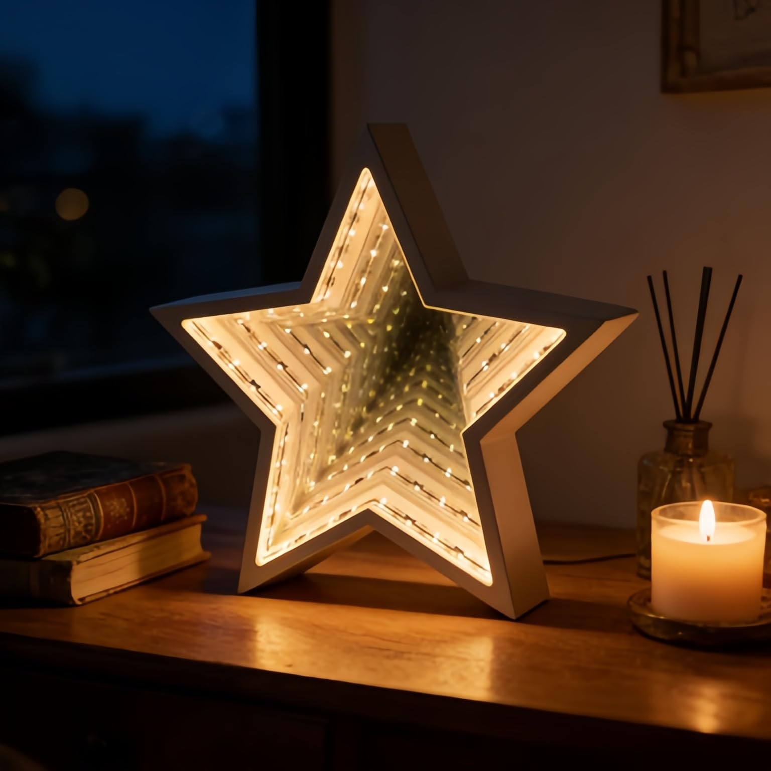 Photo 1 of **UNTESTED**
Xusdamyj Infinity Mirror Tunnel LED Night Light?Tunnel Mirror Neon Sign?3D Tunnel Lamp Desktop Lamp for Party Home Decor (Five-Pointed Star)