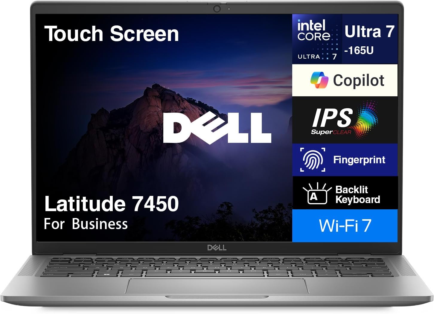 Dell Latitude 7450 AI Business Laptop (>Latitude 5450) 14" FHD Touchscreen (Intel Ultra 7 165U vPro, 16GB LPDDR5X, 512GB M.2 SSD, Backlit, Fingerprint, 1080p IR Webcam, 2X Thunderbolt 4, Win11Pro)