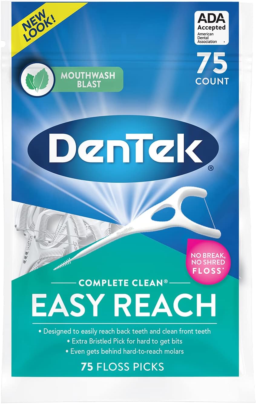 DenTek Complete Clean Easy Reach Angled Floss Picks No Break & No Shred Floss
