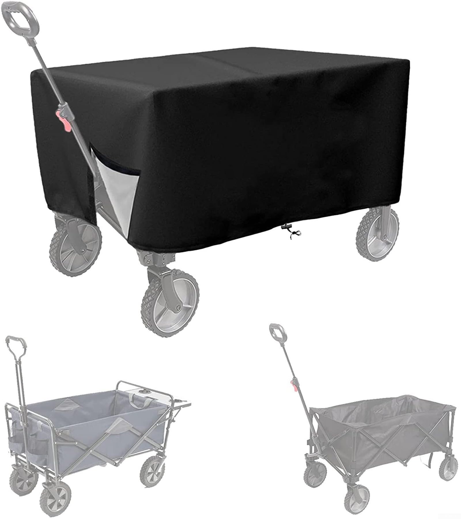 Heavy Duty Folding Trolley Cover 420D Oxford Cloth UV Resistant for Outdoor Garden Cart 97x56x51cm