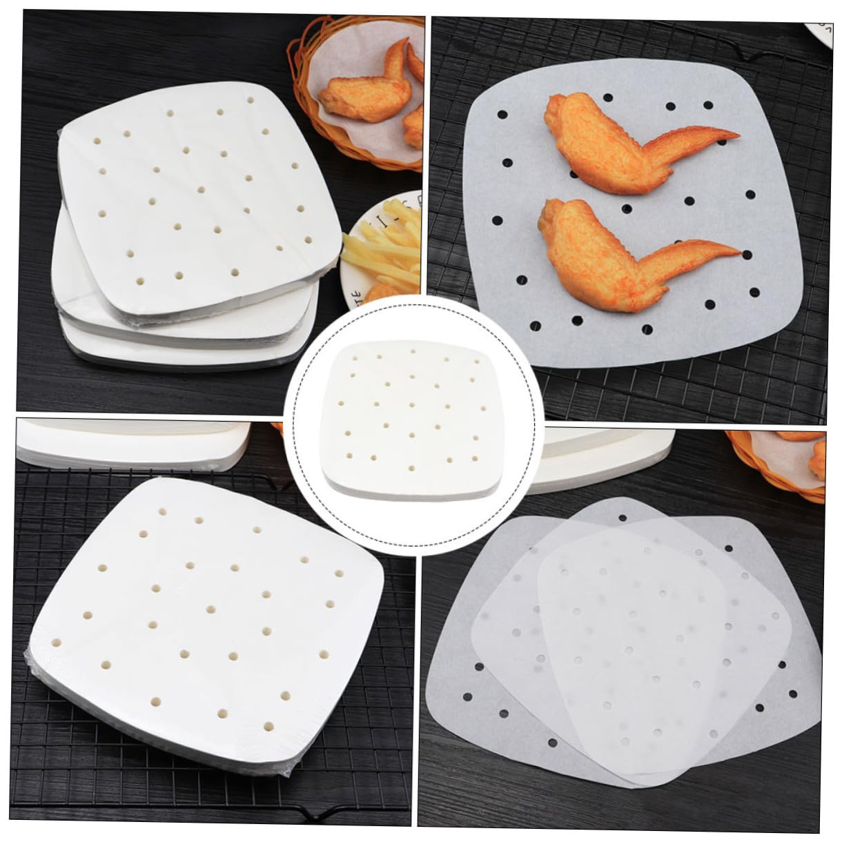 IMIKEYA 400stücke Backpapier für Heißluftfritteusen Antihaftbeschichtetes Backpapier Backzubehör für Heißluftfritteusen Umweltfreundliches
