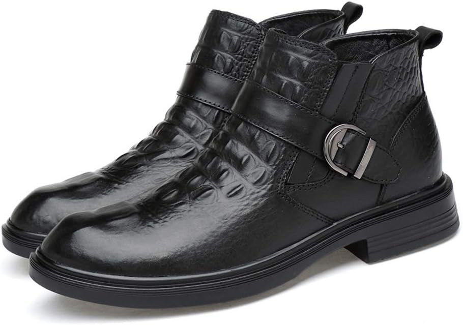 Men's Buckle Booties,Winter Cotton Lining Formal Shoes Ankle Boots Outdoor Urban Work Boots,Black1 A-43/UK 8.5/US 9