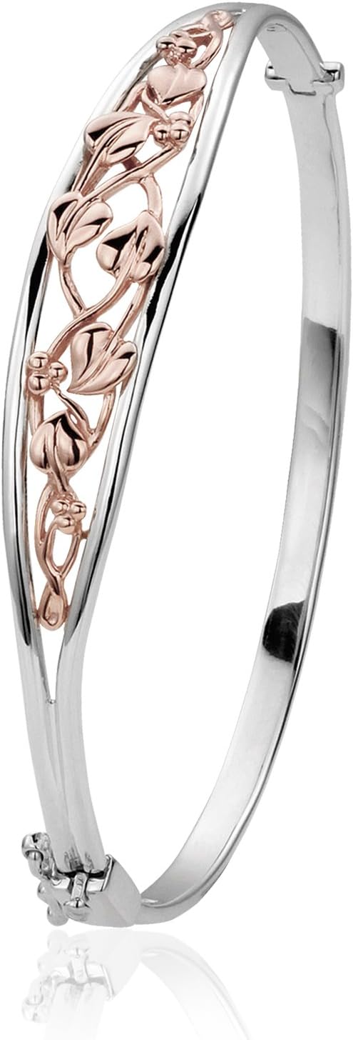 Clogau Gold Sterling Silver Tree of Life Bangle with 9ct Rose Gold Detailing