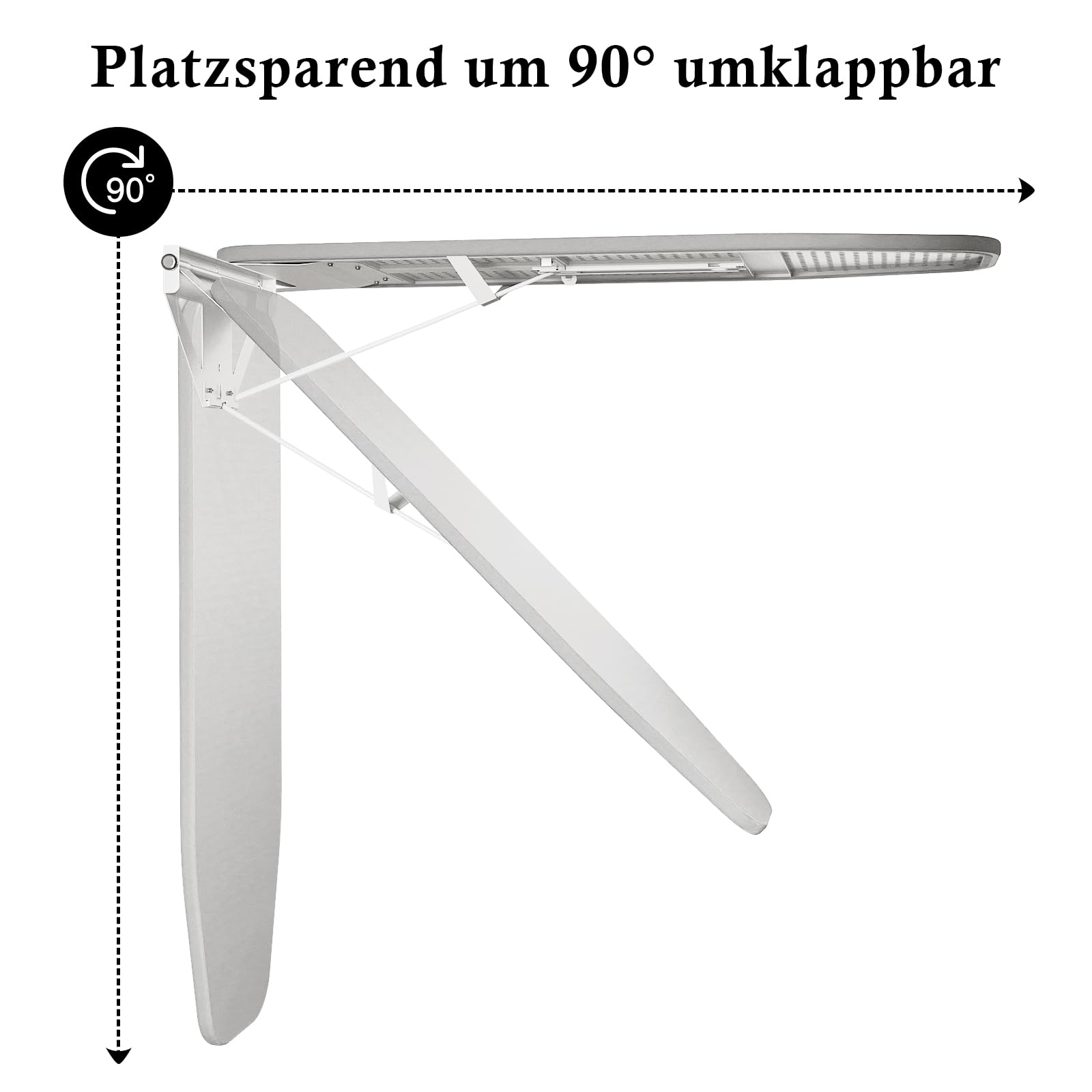 Wandmontiertes Bügelbrett – 94,4 X 33 Cm, 180° Drehbar & Klappbar, Mit Hitzebeständigem Bezug, Platzsparend