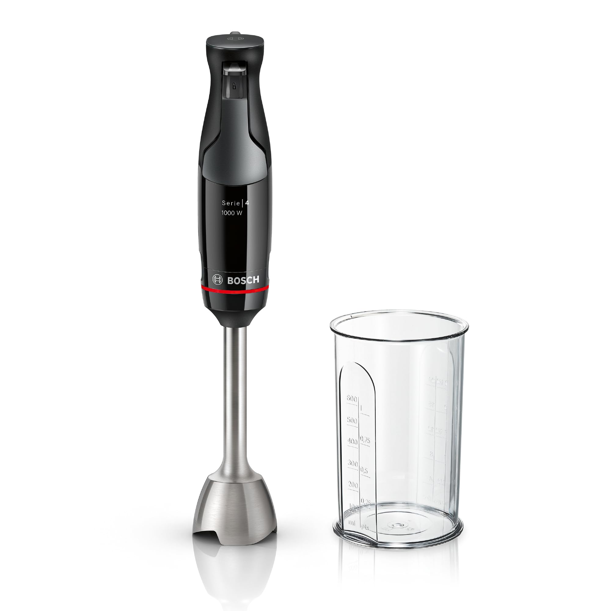 Bosch Hand Blender, ErgoMaster Series 4, 1000 Watt Motor, Dynamic Speed Control, QuattroBlade System, Accessories Included, MSM4B610