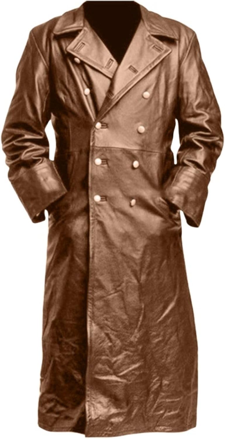 Thatrich Mens Vintage Trench Coat Bomber Motorcycle Jacket Faux Leather Pea Coat Lightweight Flight Jacket Trendy Moto Outfit