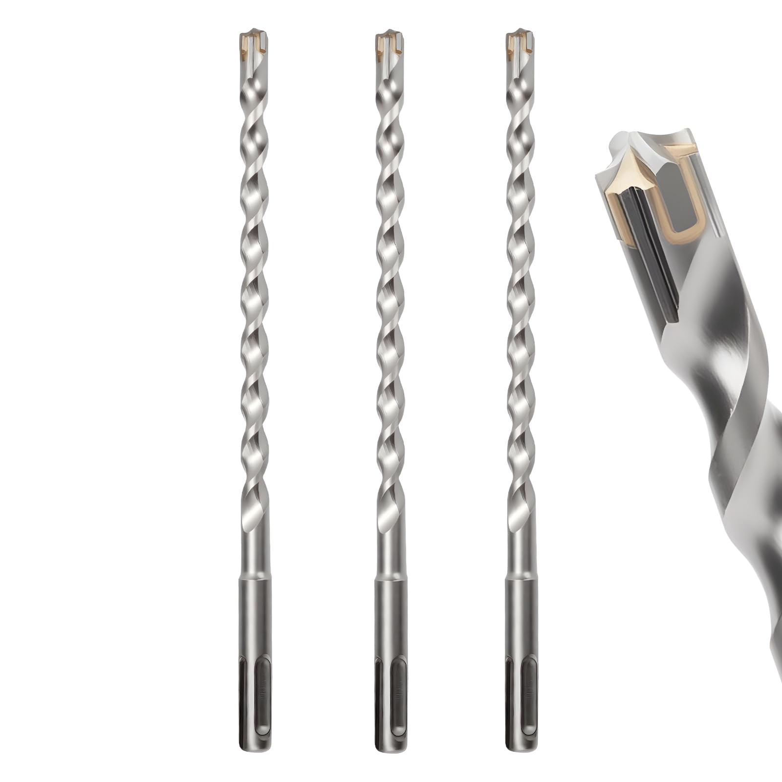 MOXPIFY 10mm Masonry Drill Bit 210mm Long, Hammer SDS Drill Bit for Reinforced Concrete, Brick Walls, SDS Plus Shank (10mm x 210mm x 3) — image 1
