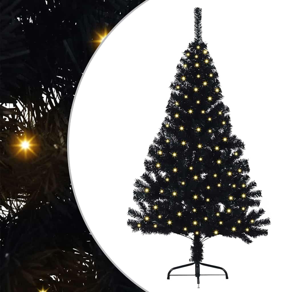 vidaXL Künstlicher vorbeleuchteter Weihnachtsbaum Schwarz 120 cm PVC