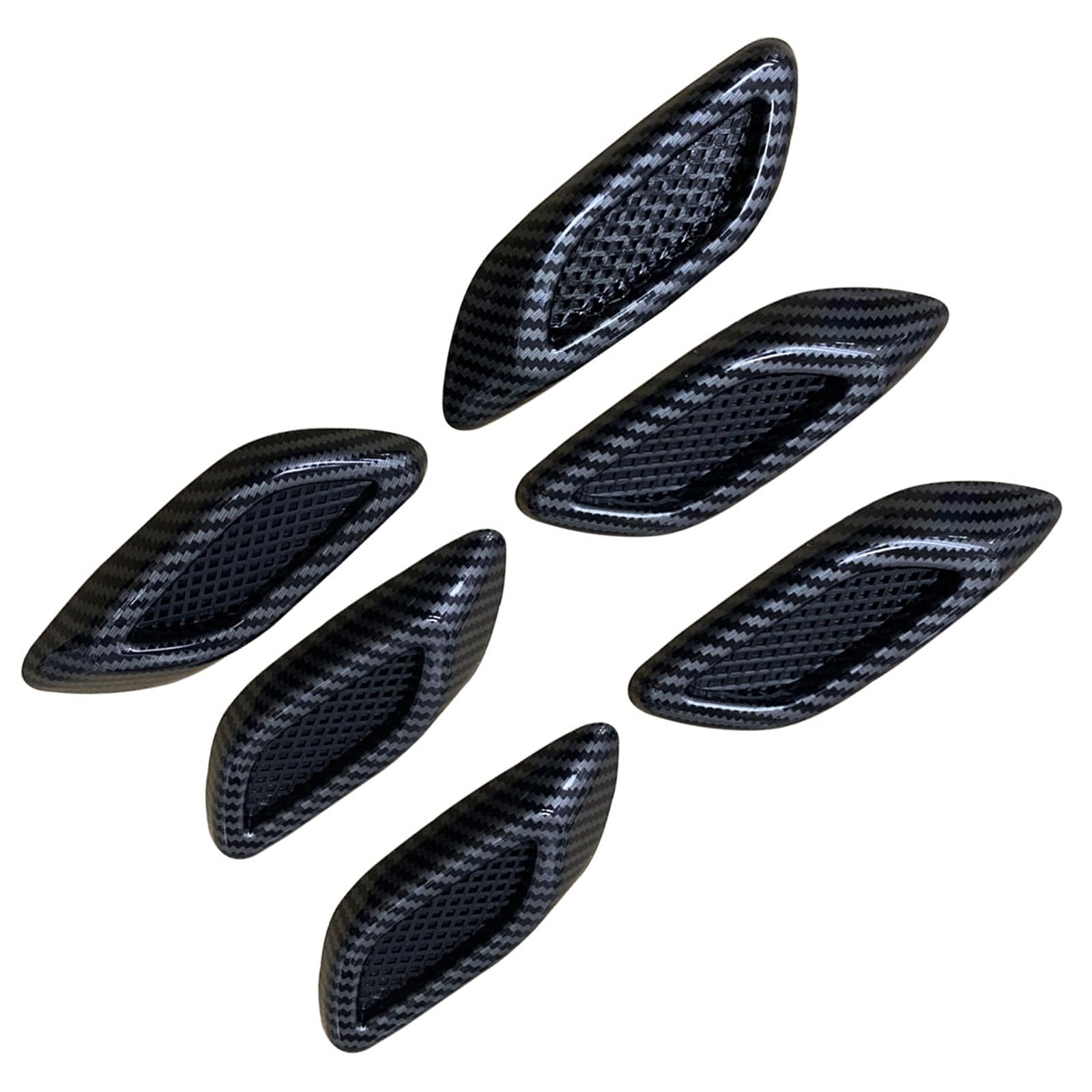 6 PCS Car Fender Hood Vents Trim, Louvers Air Intake/Outlet Decorative Decals, Simulated Side Grille Stickers, Automotive Exterior Sport Modified Accessories for Most Cars (Carbon Fiber)​