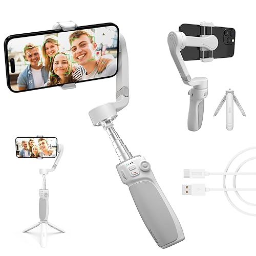 ZHIYUN Smooth Q4 Gimbal Stabilizer, 3-Axis Smartphone Phone Gimbal, Built-in Extension Rod, Foldable and Portable, Android and iPhone Gimbal, Vlogging Stabilizer, TikTok YouTube Video, Gray