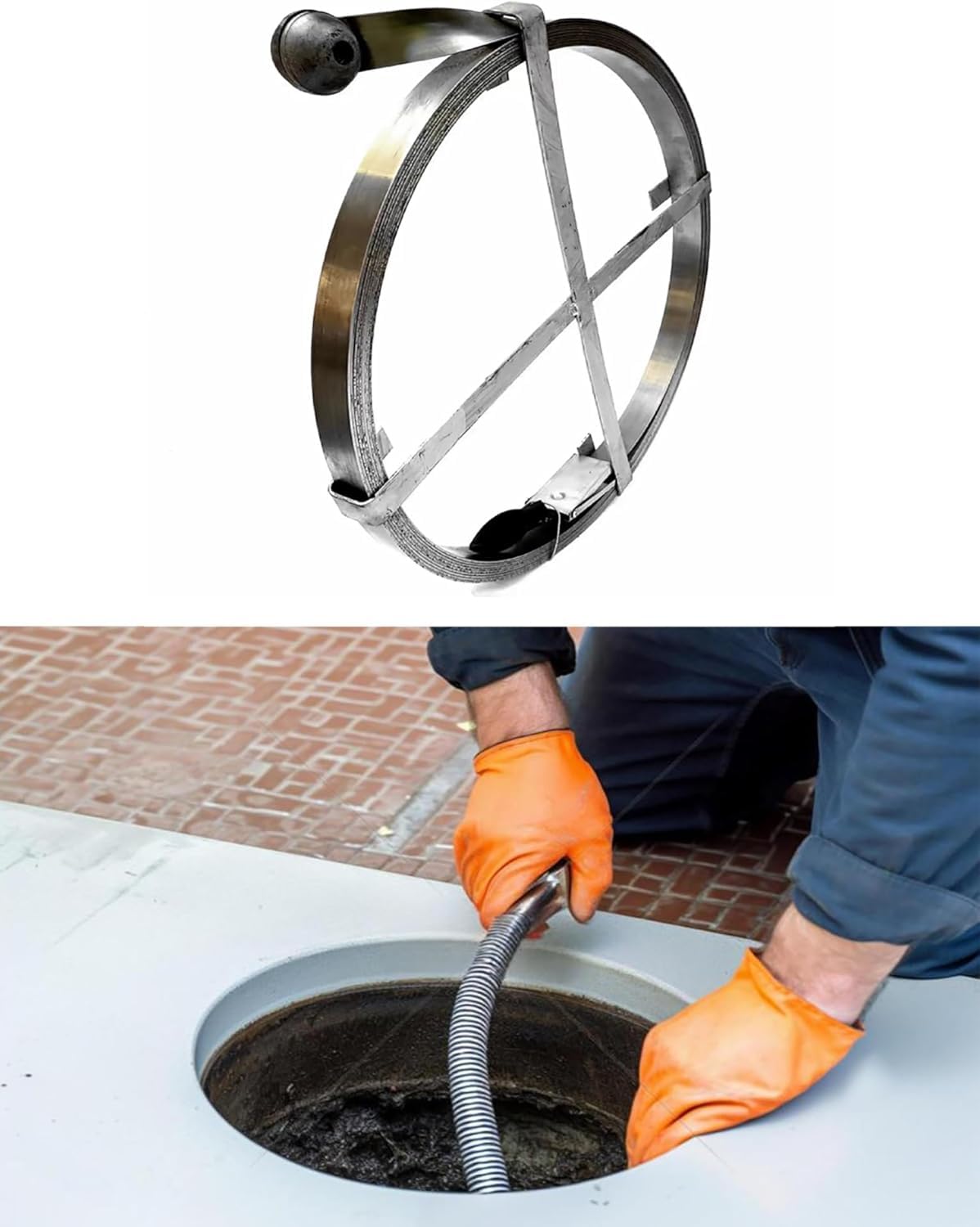 Serpiente de drenaje en espiral para tuberías de drenaje principales, herramienta de eliminación de obstrucciones de 25 pies para fregadero de cocina, bañera, inodoro