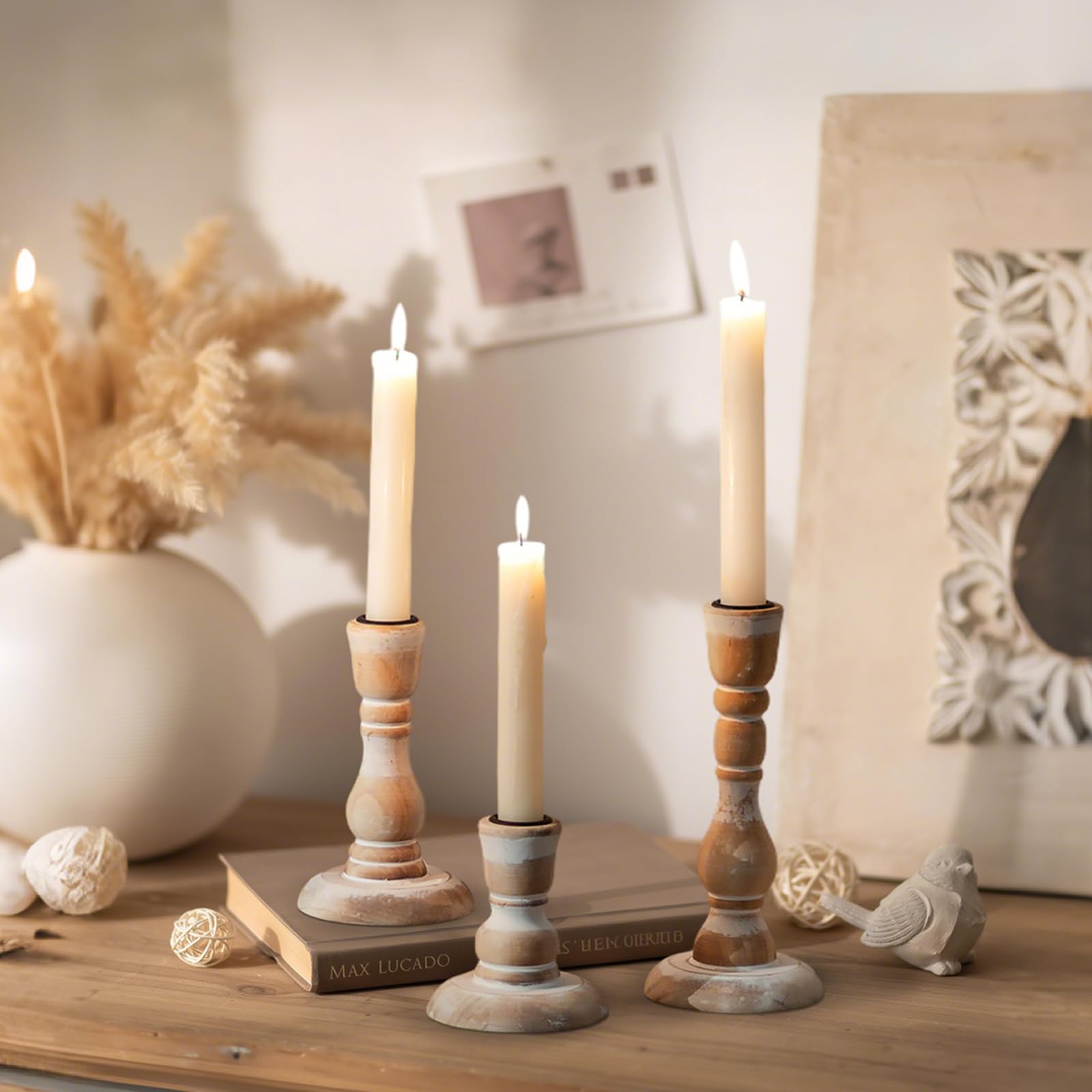 Bougeoirs en bois de ferme chandelier rustique bois naturel decoration evenement maison