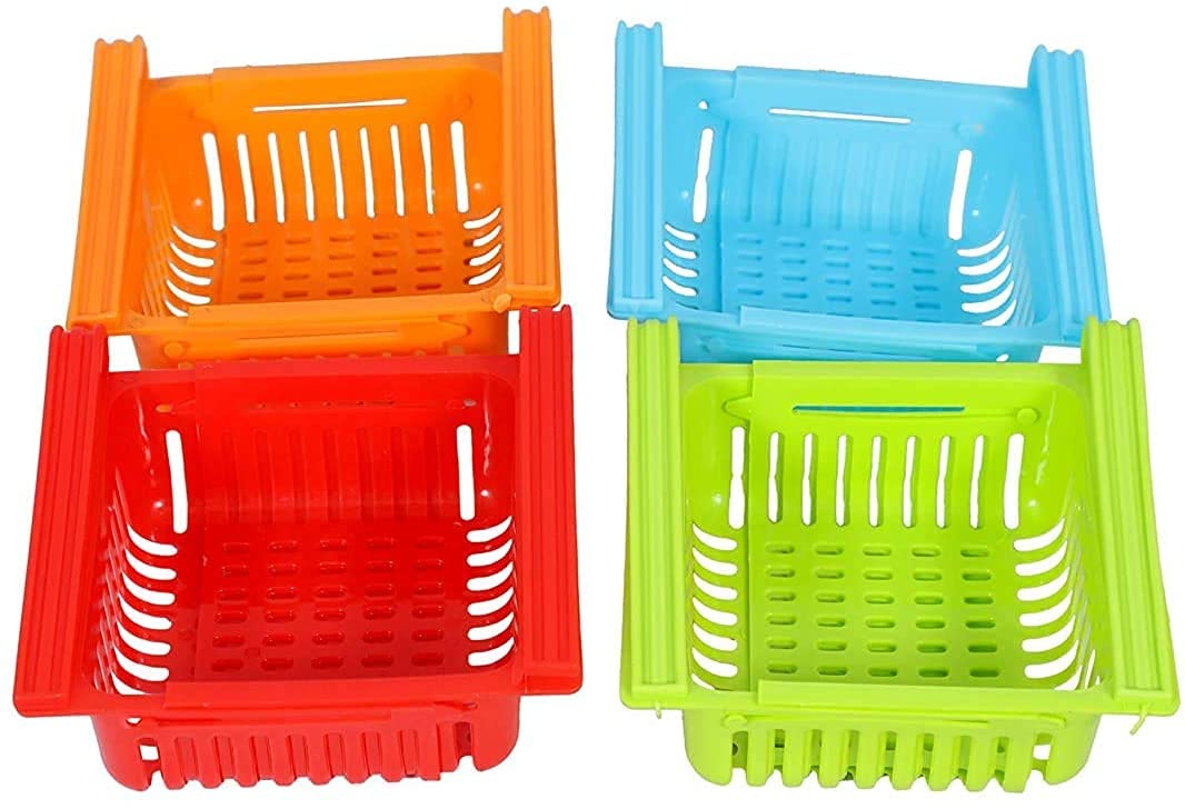 HIPIPA Fridge Organizer Drawer - Adjustable Fridge Rack Storage Basket/Fridge Space Saver Organizer Slide Storage Rack Shelf Drawer