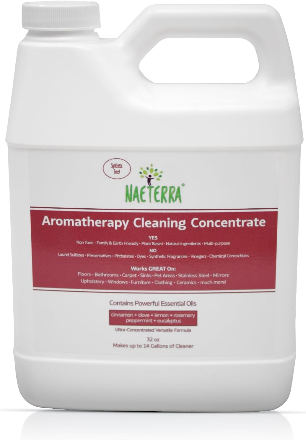 Naeterra Aromatherapy Cleaning Concentrate 32 oz - Natural All Purpose Multi Surface Cleaner - Plant Based Essential Oil Formula for Floors, Glass & Counters - Makes 64 Bottles - Pet Safe & Non Toxic